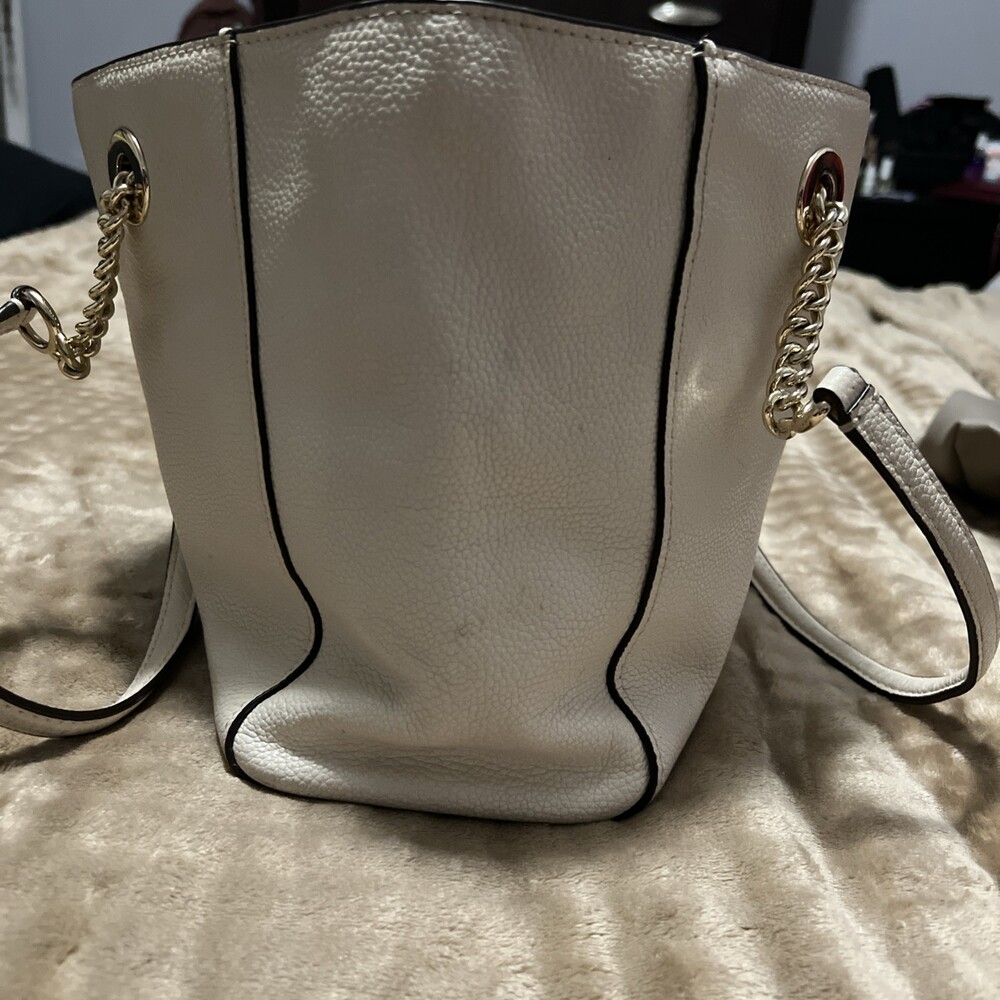 Coach Turnlock Chain Handle Cream Color Purse Tote 27 - Picture 5 of 15